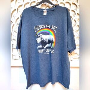 Rhinos Are Just Chubby Unicorns Vegas T-shirt 3XL Gilden Tag